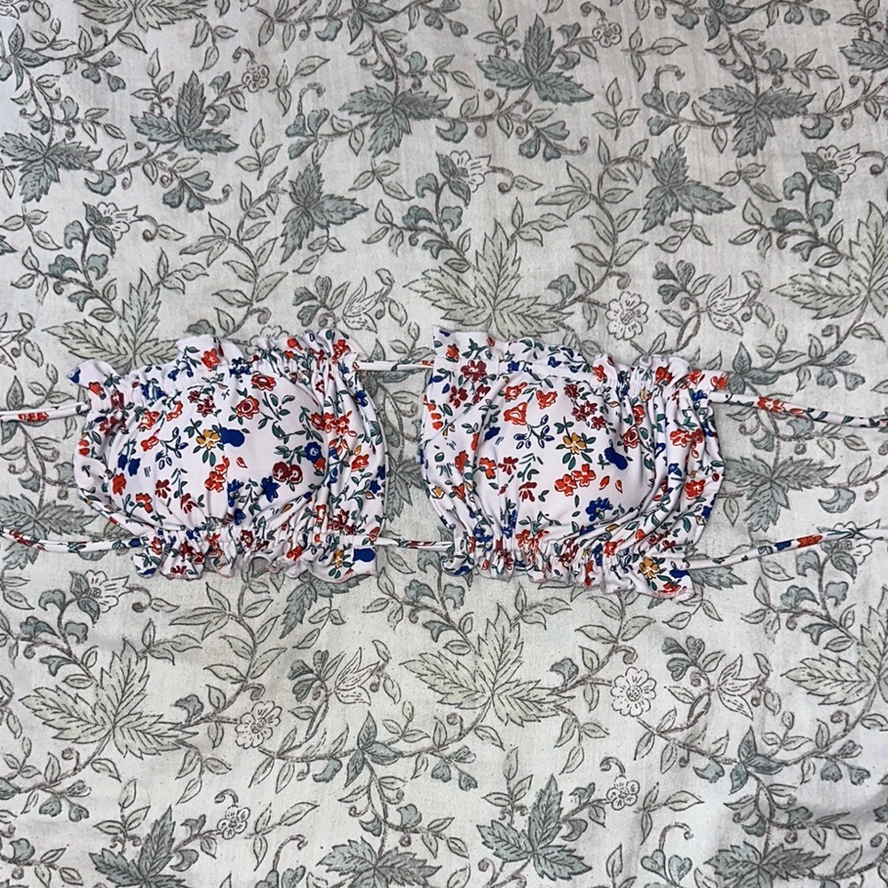 Floral Print Versatile Bandeau Bikini Top